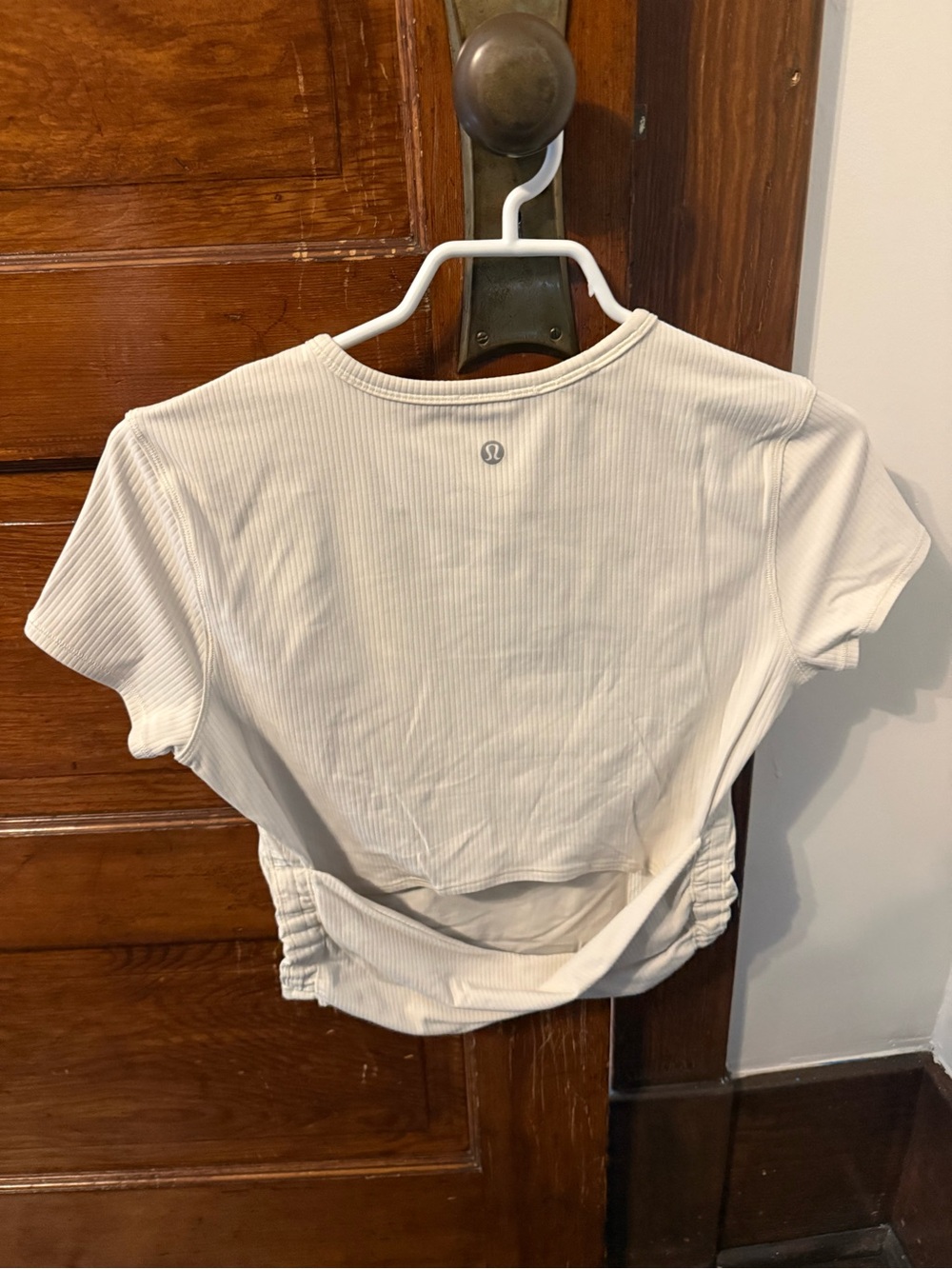 lululemon athletica Ribbed Short Sleeve Crop Top in  Ivory all it takes twist